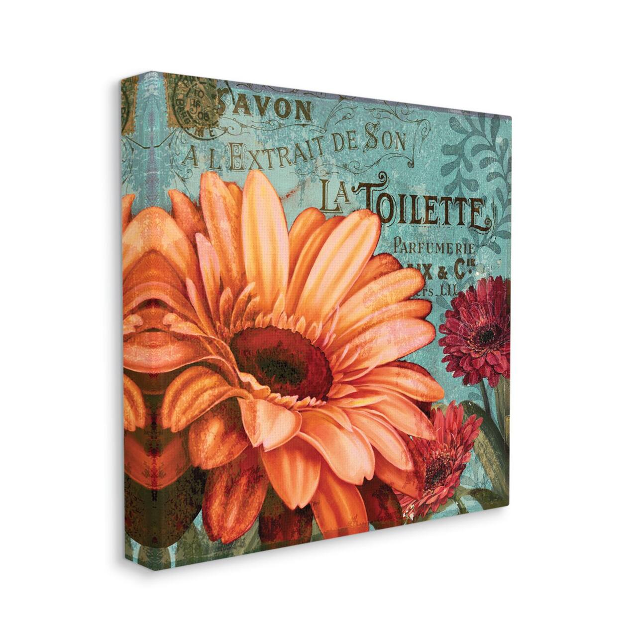 Stupell Industries Colorful Daisies with Antique French Backdrop Canvas Wall Art